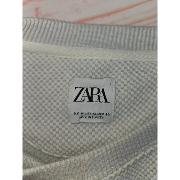 Zara Mens Textured Knit Crewneck Sweater Medium - Picture 5 of 8